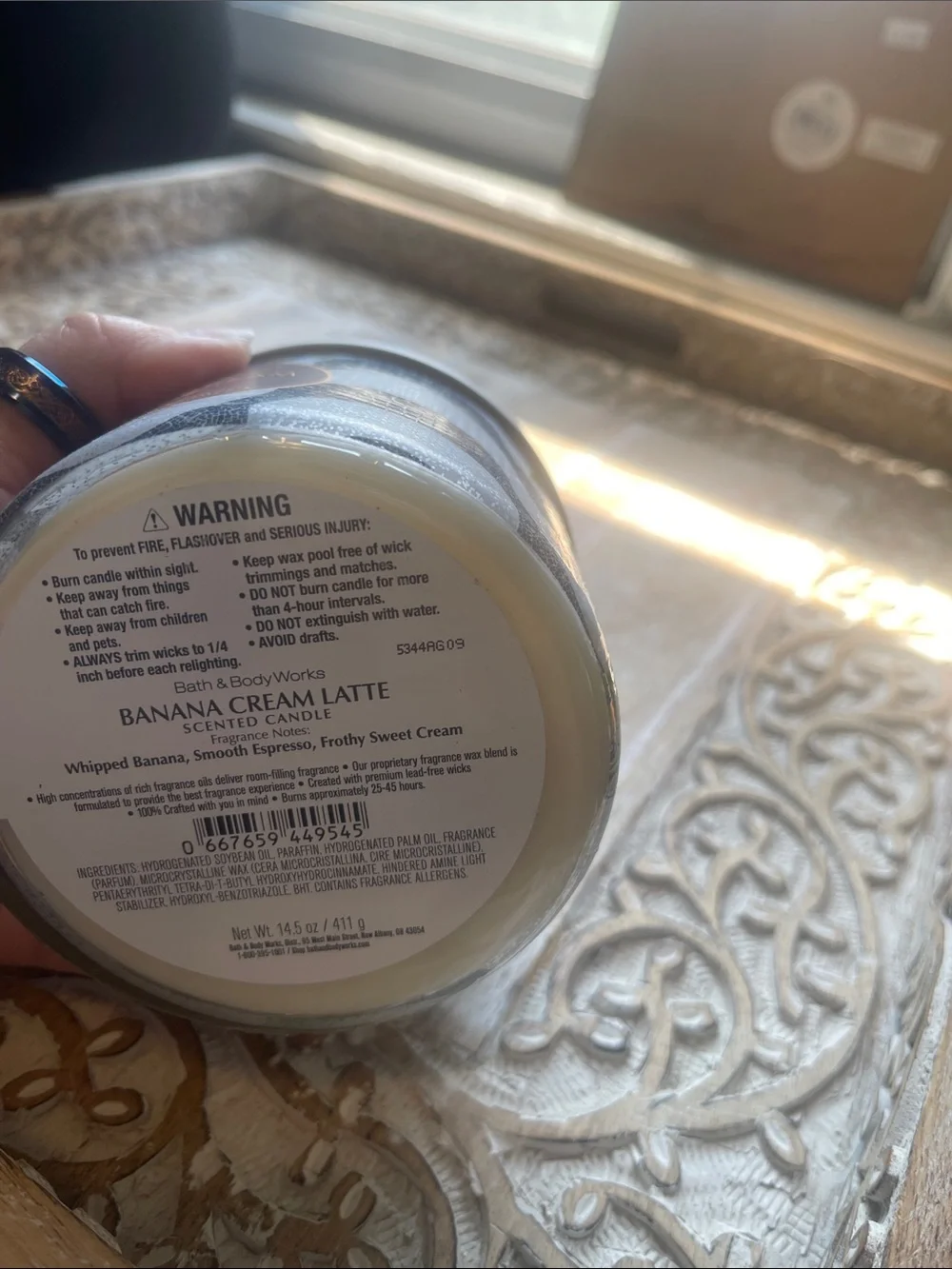 Bath & Body Works Banana Cream Latte Soy Candle - Cream/Gray